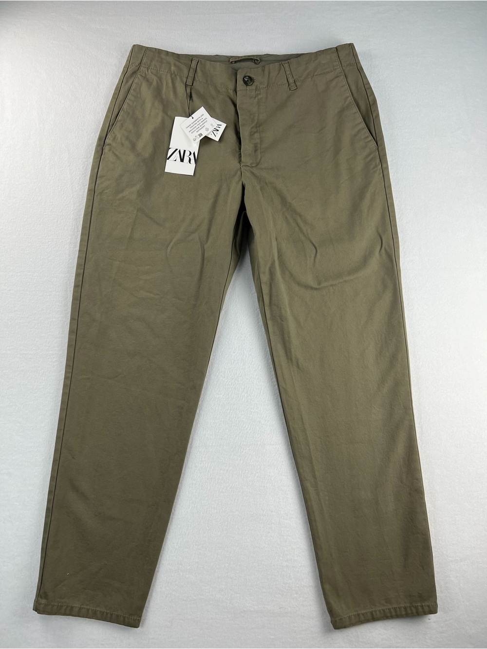 NWT Zara The New Chino Regular Fit Pants Olive Men’s Size 34x30 100% Cotton